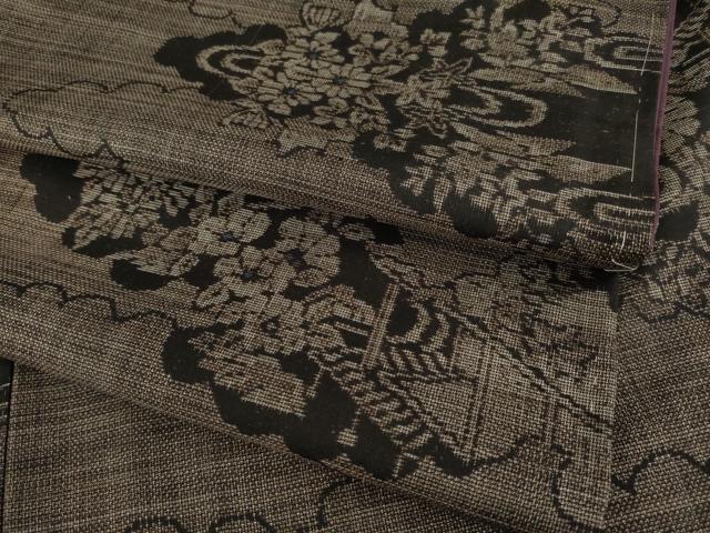 平和屋着物●本場大島紬　カタス9マルキ　雲取り流水花文　正絹　逸品　AAAZ3818ck