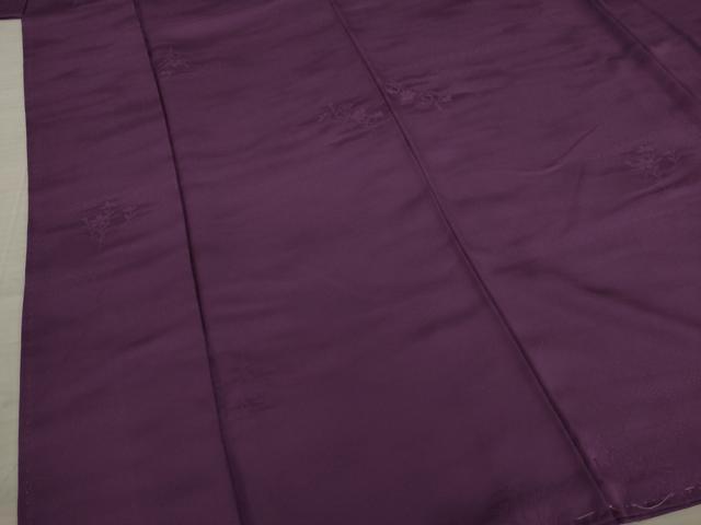 平和屋着物○上質な色無地 草花地紋 滅紫色 正絹 逸品 未使用