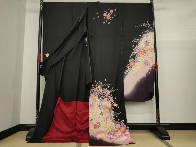 平和屋着物○訪問着 花尽くし 暈し染め 銀彩 ロング丈 洗える