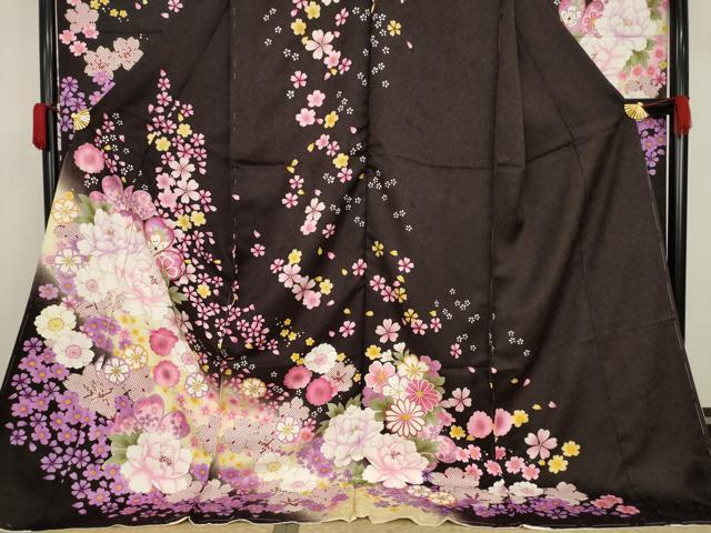 平和屋着物●豪華振袖　刺繍　舞花文　暈し染め　金彩　仮絵羽　逸品　未使用　AAAZ3832ck