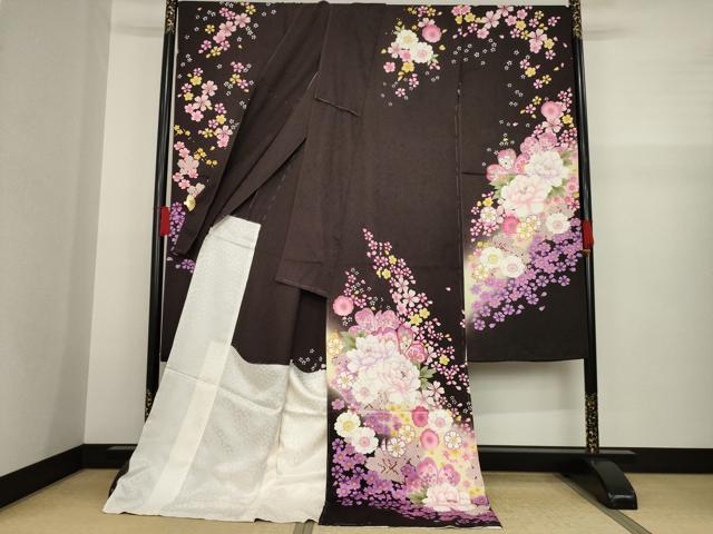 平和屋着物●豪華振袖　刺繍　舞花文　暈し染め　金彩　仮絵羽　逸品　未使用　AAAZ3832ck