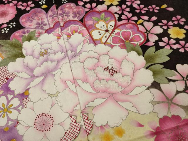 平和屋着物●豪華振袖　刺繍　舞花文　暈し染め　金彩　仮絵羽　逸品　未使用　AAAZ3832ck