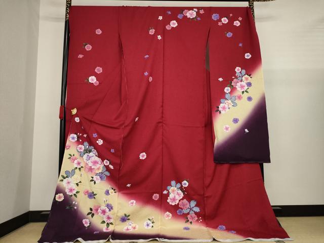 平和屋着物●豪華振袖　舞花文　暈し染め　仮絵羽　逸品　未使用　AAAZ3835ck