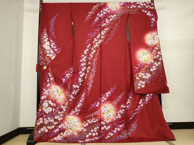 平和屋着物●豪華振袖　花丸文　暈し染め　金彩　丹後ちりめん　仮絵羽　逸品　未使用　AAAZ3836ck