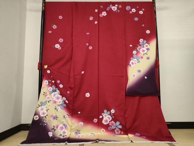 平和屋着物●豪華振袖　舞花文　暈し染め　仮絵羽　逸品　未使用　AAAZ3837ck