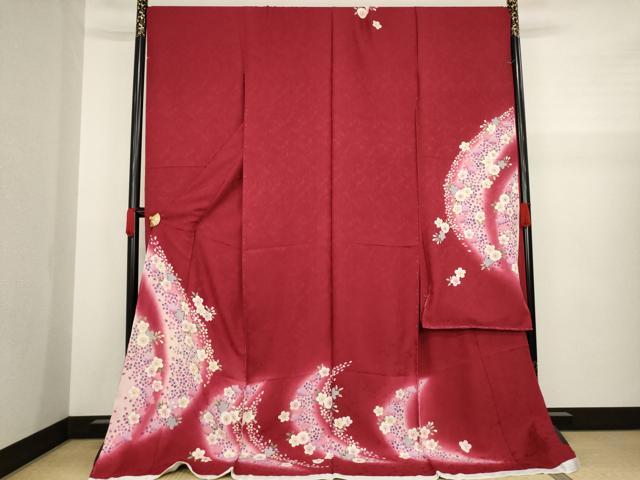 平和屋着物●豪華振袖　刺繍　舞桜　暈し染め　金糸　金彩　仮絵羽　逸品　未使用　AAAZ3838ck
