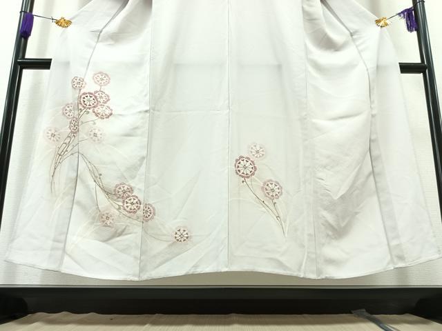 平和屋着物▽訪問着 単衣 草花文 反端付き 正絹 逸品 AAAZ3964jh