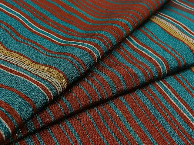 平和屋着物▽上質な小紋　単衣　縞　金彩　正絹　逸品　AAAZ3986jh