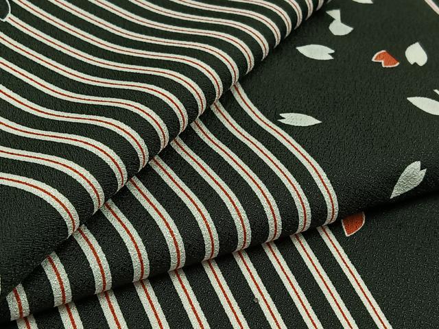 平和屋着物▽小紋　単衣　舞桜文　洗える着物　AAAZ3991jh