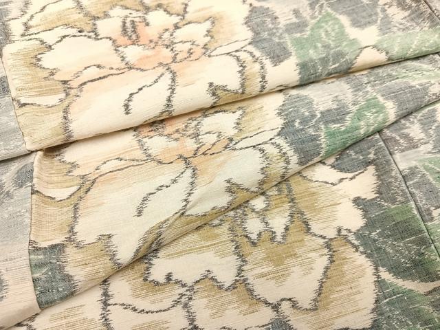 平和屋着物●上質な紬　牡丹　正絹　逸品　AAAZ4481ph