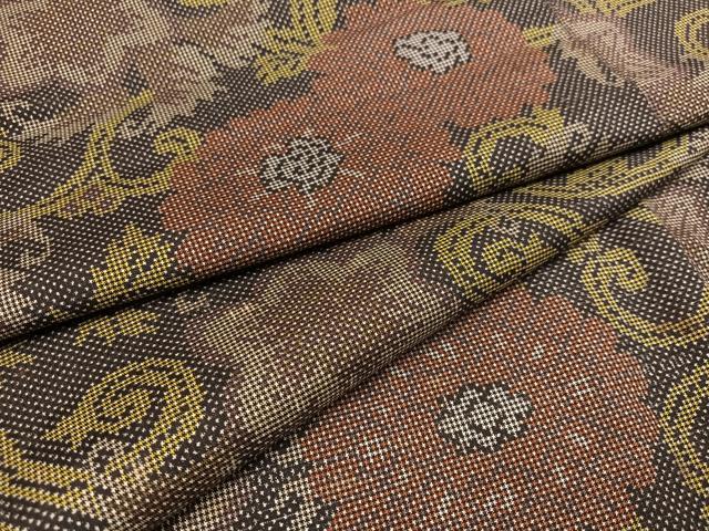 平和屋着物●本場大島紬　一元絣　花唐草文　正絹　逸品　未使用　AAAZ4499ph