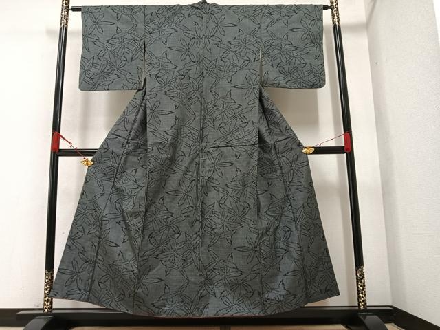 平和屋着物●本場大島紬　一元絣　葉尽くし　正絹　逸品　AAAZ4502ph 平和屋着物○本場大島紬 一元絣 葉尽くし 正絹 逸品 AAAZ4502ph