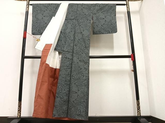 平和屋着物○本場大島紬 一元絣 葉尽くし 正絹 逸品 AAAZ4502ph