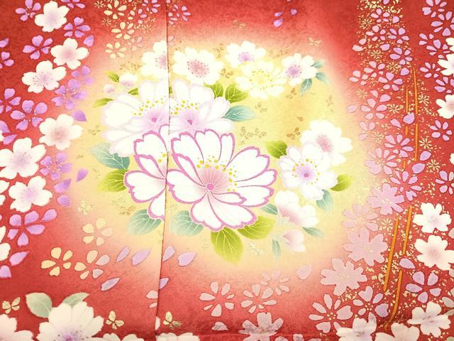 平和屋着物○豪華振袖 舞花文 暈し染め 金彩 仮絵羽 逸品