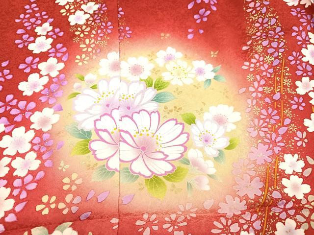 平和屋着物○豪華振袖 舞花文 暈し染め 金彩 仮絵羽 逸品