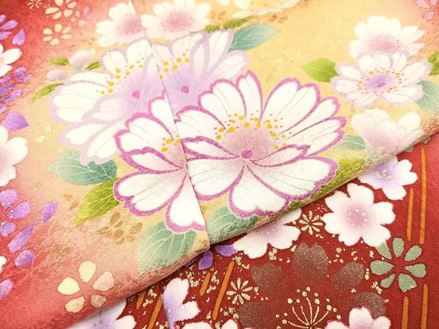 平和屋着物●豪華振袖　舞花文　暈し染め　金彩　仮絵羽　逸品　未使用　AAAZ4532ph 平和屋着物○豪華振袖 舞花文 暈し染め 金彩 仮絵羽 逸品