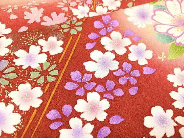 平和屋着物○豪華振袖 舞花文 暈し染め 金彩 仮絵羽 逸品