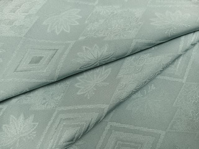 平和屋着物●上質な色無地　花菱地紋　秘色色　正絹　逸品　AAAZ4552ph