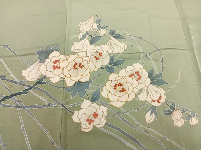 平和屋着物○訪問着 友禅 作家物 枝花文 暈し染め 正絹