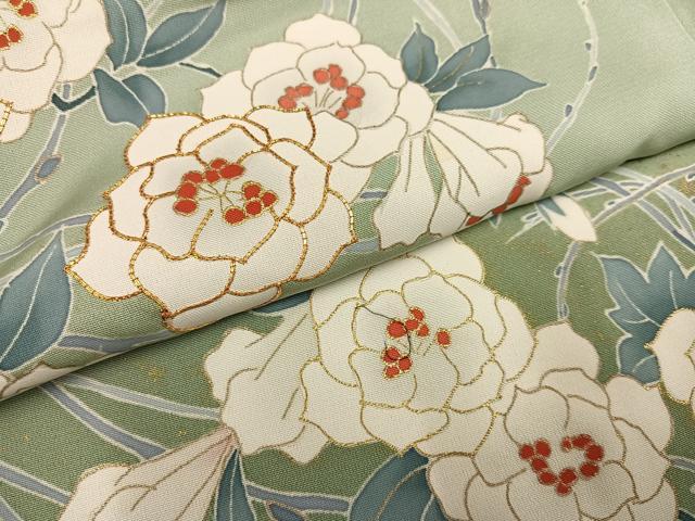 平和屋着物○訪問着 友禅 作家物 駒刺繍 枝花文 暈し