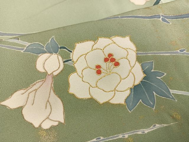 平和屋着物○訪問着 友禅 作家物 駒刺繍 枝花文 暈し