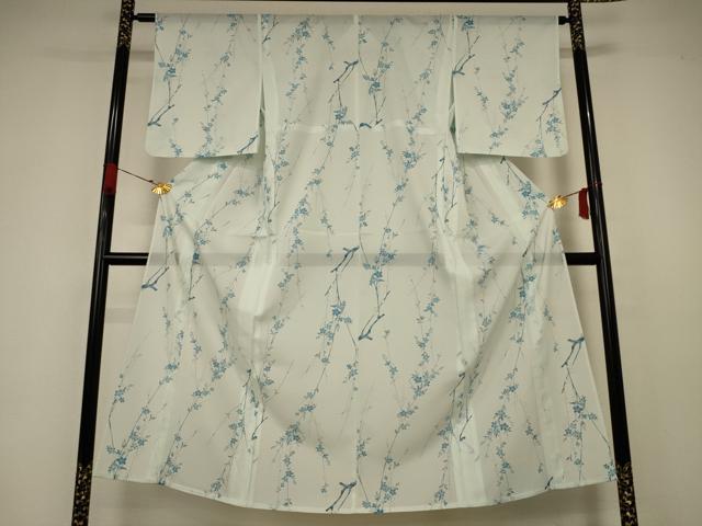 平和屋着物＊夏物 小紋 絽 舞花文 洗える着物 AAAZ0484jd