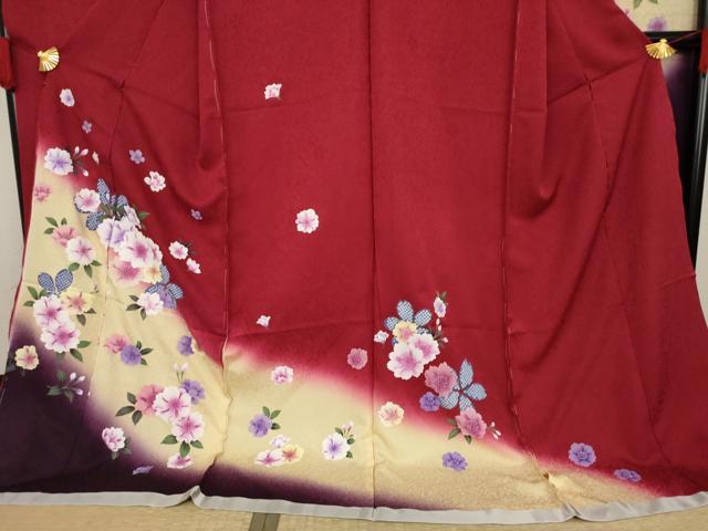 平和屋着物○豪華振袖 舞花文 暈し染め 仮絵羽 逸品 未使用 AAAZ4762ck