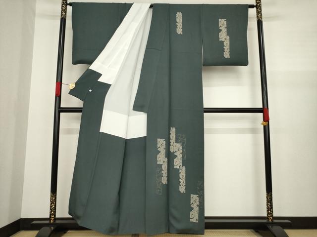 平和屋着物○訪問着 刺繍 短冊花文 椿 金彩 東武百貨店扱い 正絹