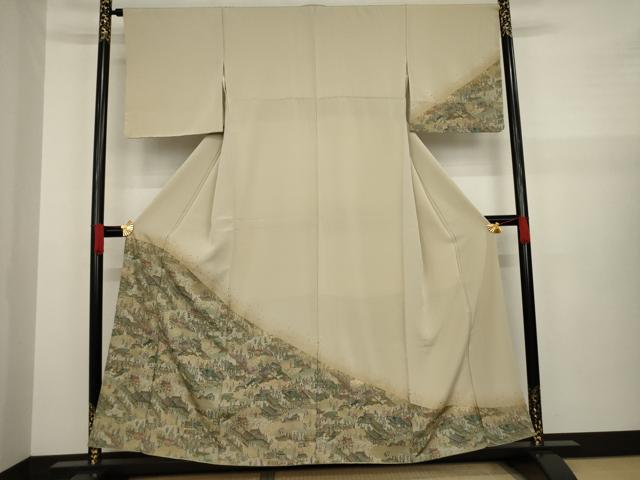 平和屋着物●訪問着　手描き　人物風景文　金彩　正絹　逸品　AAAZ4775ck