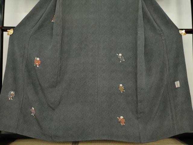 平和屋着物●初代　更藤　寺山存男　江戸小紋　訪問着　童子　鮫小紋柄　黒地　三越扱い　正絹　逸品　AAAZ4791ck 平和屋着物○初代 更藤 寺山存男 江戸小紋 訪問着 童子 鮫