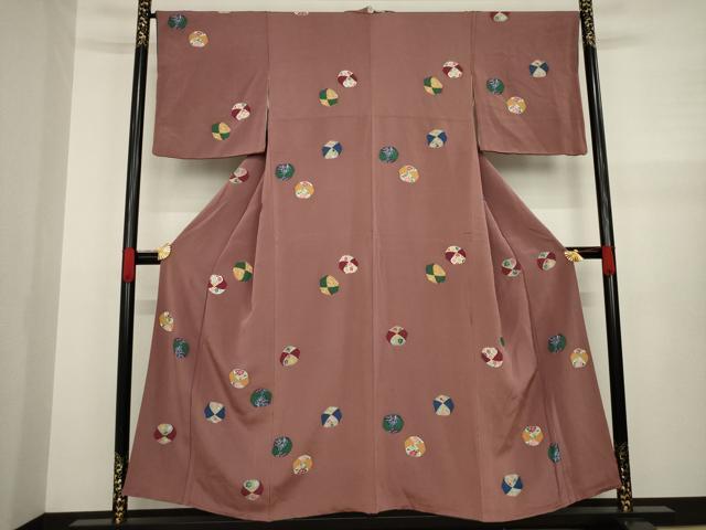 平和屋着物●訪問着　型染め　お手玉　鬼しぼ縮緬　正絹　逸品　AAAZ4801ck