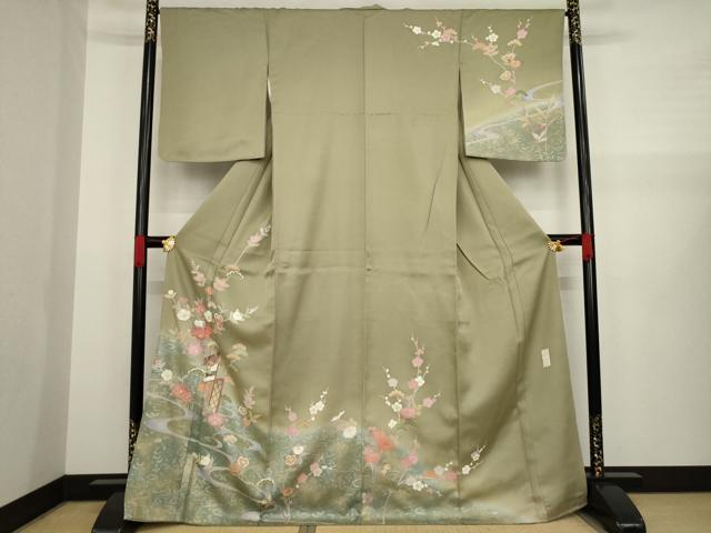 平和屋着物●京加賀友禅　百貫達雄　訪問着　流水花籬文　暈し染め　金彩　正絹　逸品　AAAZ4824ck