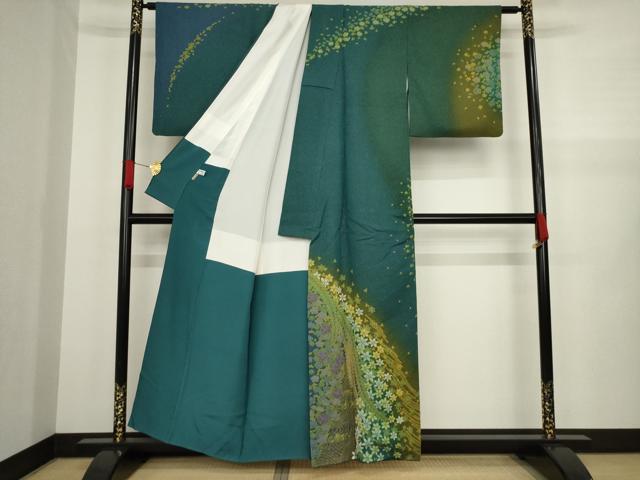 平和屋着物●訪問着　流水花文　金通し地　正絹　逸品　AAAZ4829ck 平和屋着物○訪問着 流水花文 金通し地 正絹 逸品 AAAZ4829ck