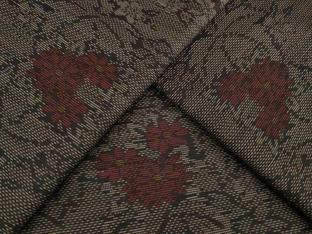 平和屋着物●本場大島紬　草花文　正絹　逸品　未使用　AAAZ4832ck