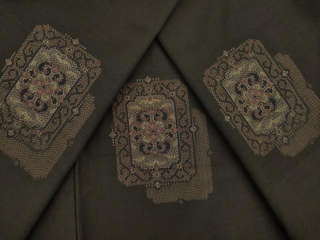 平和屋着物●上質な紬　色紙重ね文　正絹　逸品　AAAZ4834ck