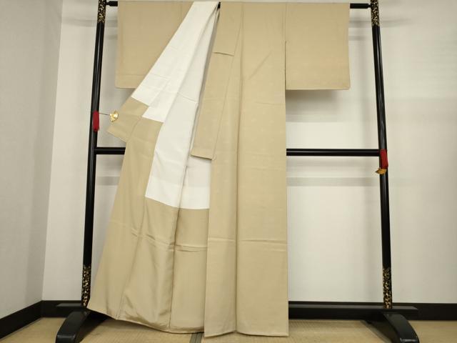 平和屋着物○上質な色無地 草花地紋 香色 正絹 逸品 AAAZ4836ck