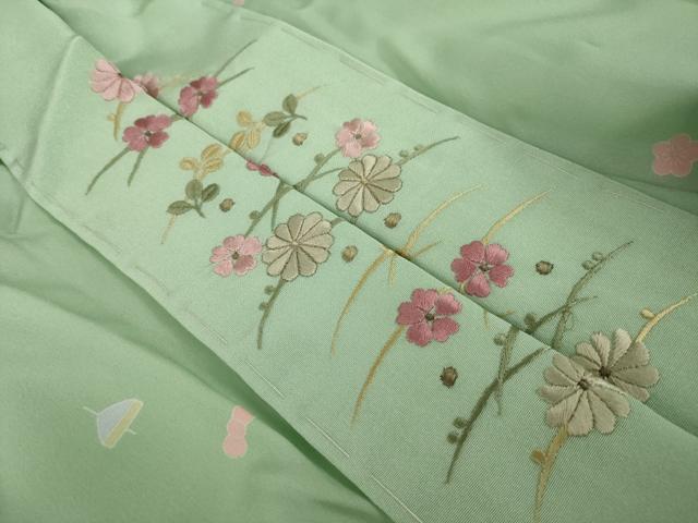 平和屋着物○長襦袢 無双仕立て 瓢箪花文 半衿刺繍 正絹 逸品 未