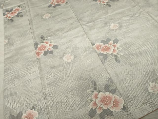 平和屋着物○本場大島紬 白大島 120亀甲 エ霞花文 正絹 逸品 AAAZ4857ck 紬