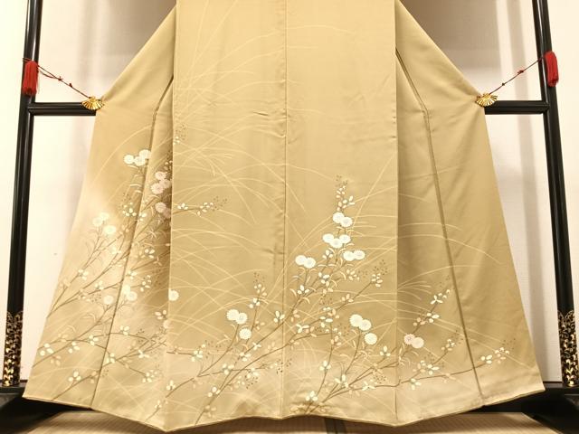 平和屋着物■訪問着　枝花文　金彩　逸品　未使用　CAAH1012yc 平和屋着物○訪問着 杢目絞り 陶器枝花文 暈し染め