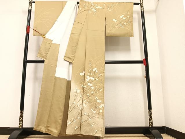 平和屋着物■訪問着　枝花文　金彩　逸品　未使用　CAAH1012yc 平和屋着物○訪問着 杢目絞り 陶器枝花文 暈し染め