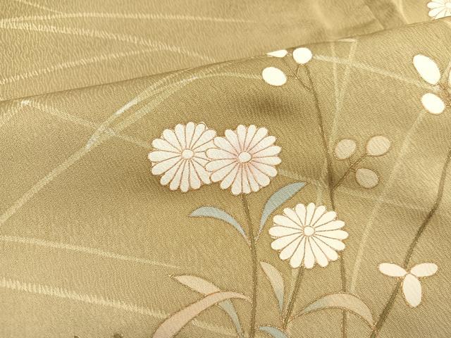 極上 訪問着 友禅 風景草花文 暈し染め 正絹 逸品 極上 訪問着 友禅