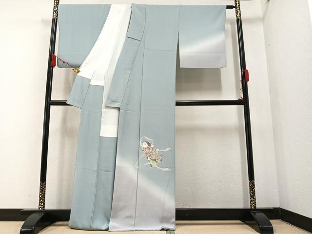 平和屋着物○染色作家 斉藤三才 訪問着 更紗花蝶文 暈し染め 金彩 正絹