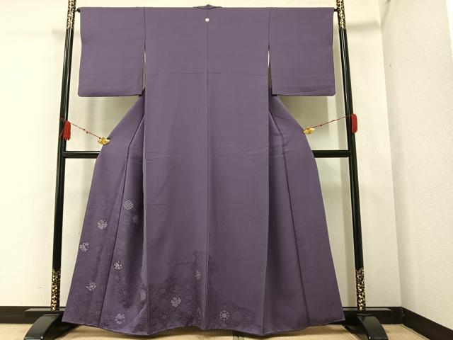 平和屋着物●豪華色留袖　草花丸文　葡萄鼠色　正絹　逸品　AAAZ4930ph