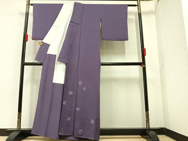 平和屋着物○豪華色留袖 草花丸文 葡萄鼠色 正絹 逸品 AAAZ4930ph