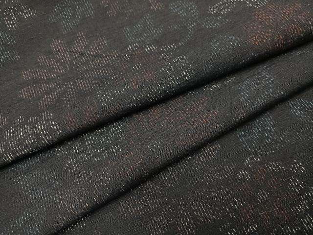 平和屋着物●結城紬　草花文　正絹　逸品　AAAZ4944ph