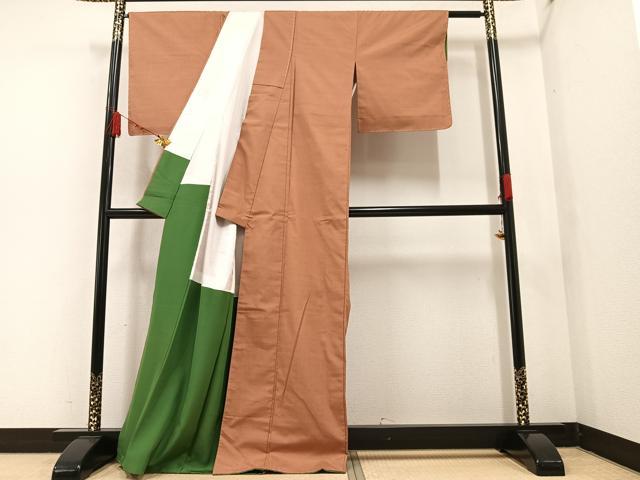 平和屋着物○上質な紬 江戸茶色 正絹 逸品 未使用 AAAZ4948phの通販は