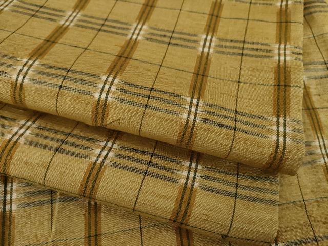 平和屋着物●上質な紬　格子　正絹　逸品　AAAZ4966ck