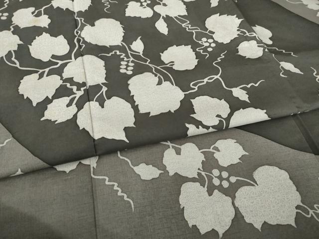 平和屋着物○訪問着 紬地 葡萄蔦草シルエット 正絹 逸品 AAAZ4969ckの