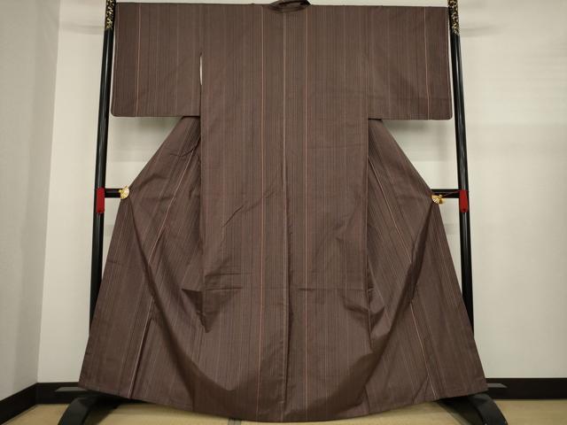 平和屋着物○本場縞大島紬 間道 正絹 逸品 AAAZ4970ck