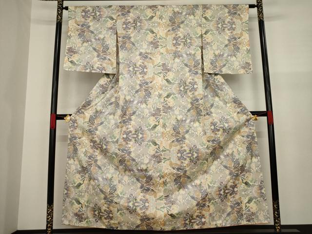 平和屋着物●本場大島紬　一元絣　花尽くし　正絹　逸品　AAAZ4974ck